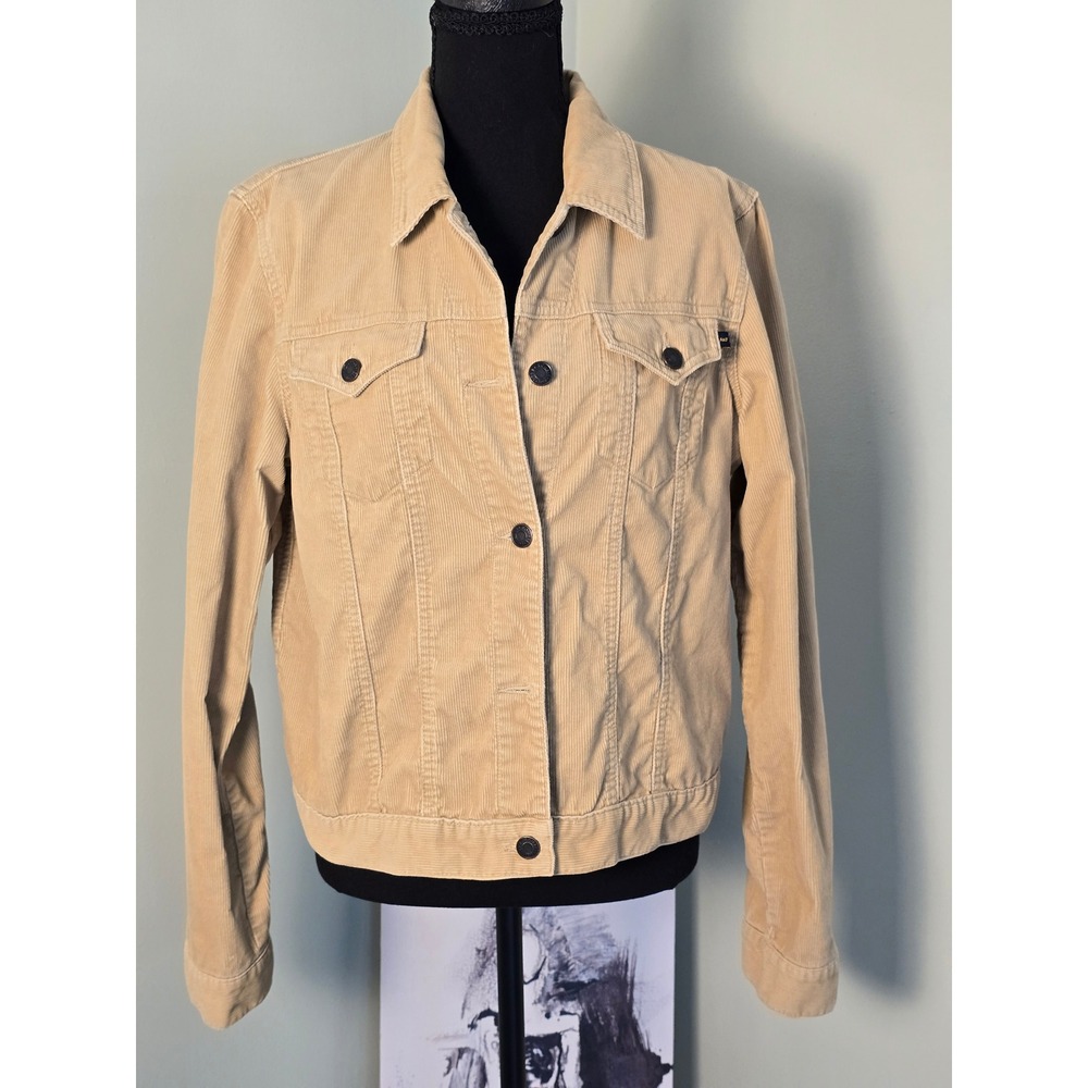 Abercrombie & Fitch Tan Corduroy Trucker Jacket Beige Western V-Yoke  70s Vibe